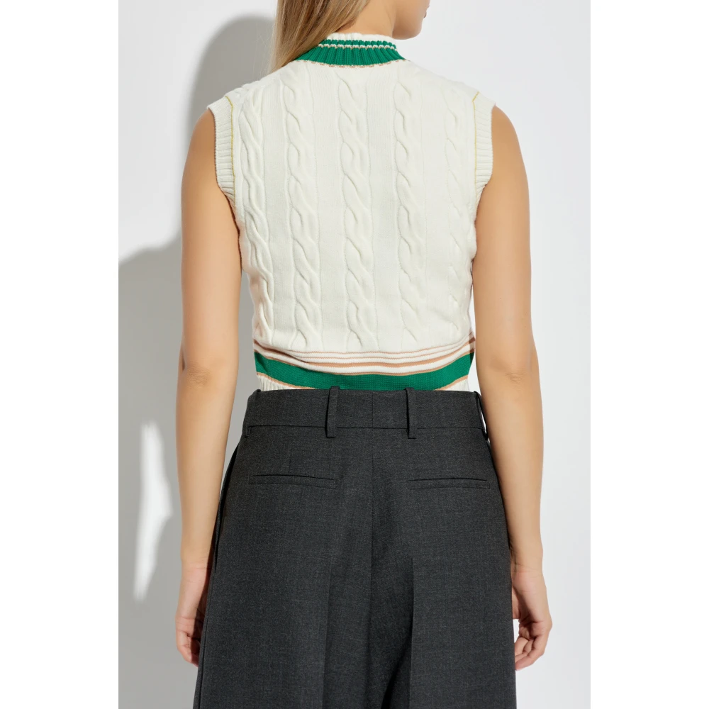 Lacoste Wollen vest Beige Dames