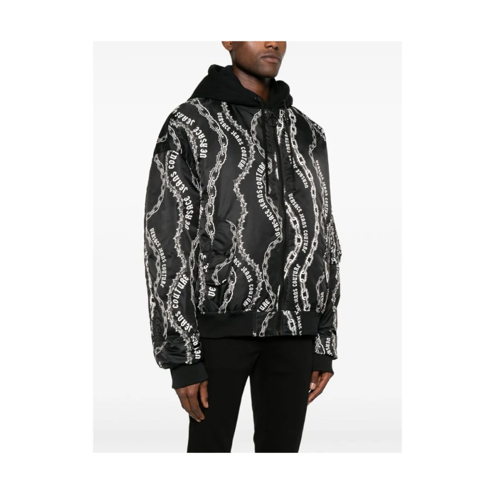Versace Jeans Couture Ketting-Link Print Hoodie Jas Black Heren