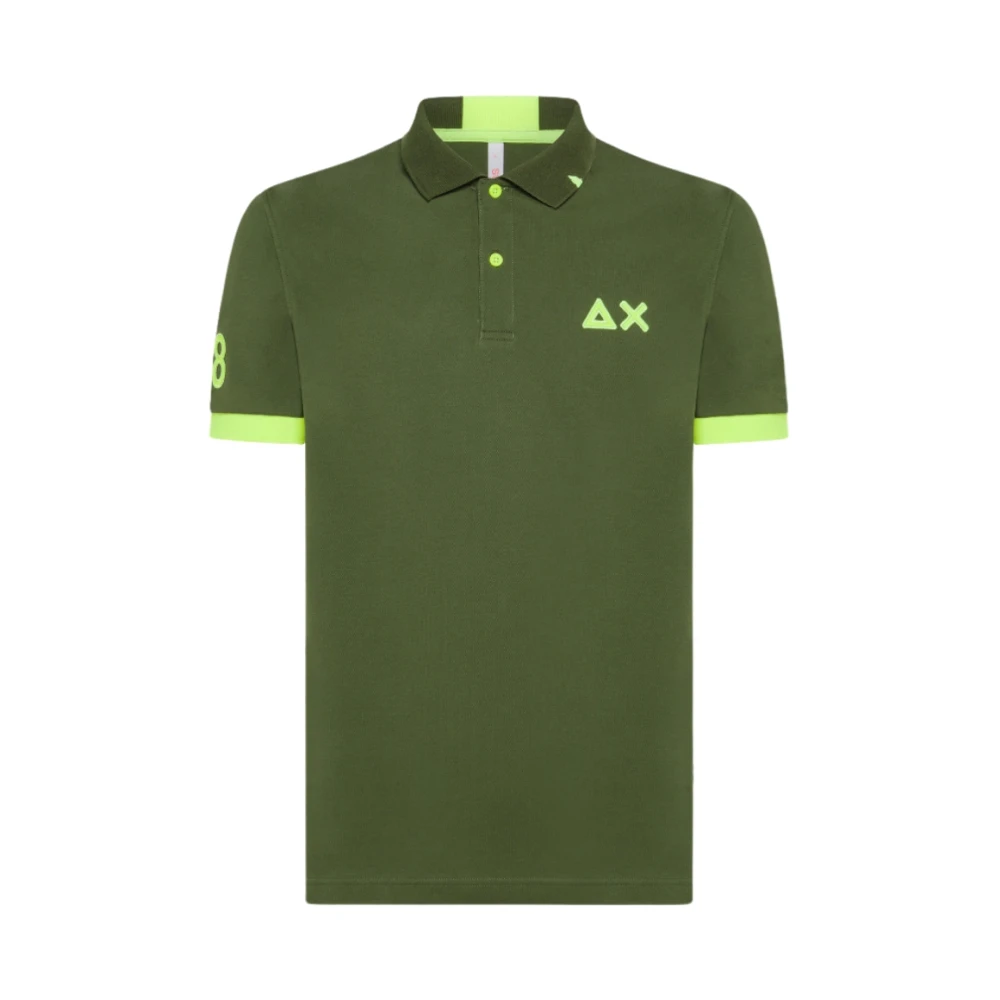 Sun68 Groen Logo Polo Shirt Korte Mouw Green Heren