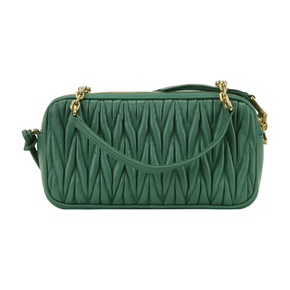Miu Leren schoudertas met rits Green Dames