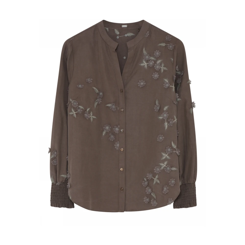 Gustav Melange Carmen Shirt Blouse Brown Dames
