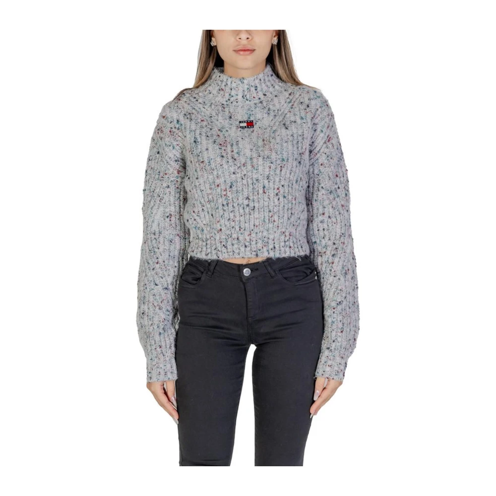 Tommy Jeans Witte Gebreide Wollen Trui Gray Dames