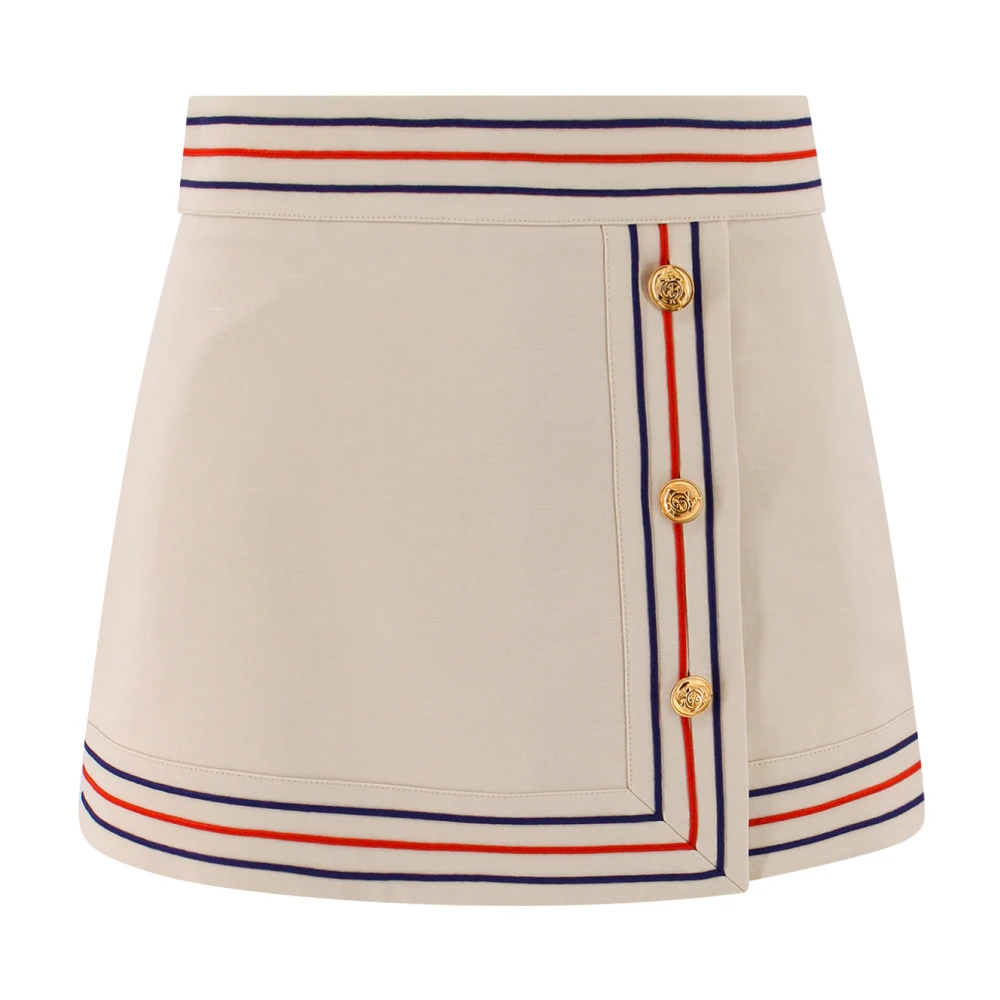 Gucci Linnen en Katoenen Mini Wikkelrok Beige Dames
