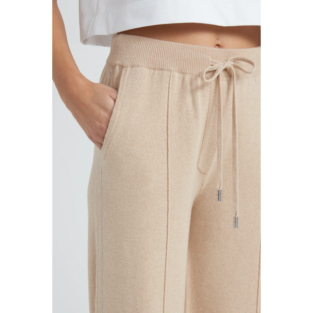 PESERICO Wol zijde en kasjmier broek Beige Dames