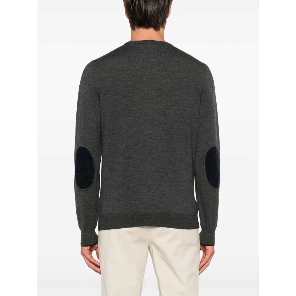 Fay Grijze Sweater met Contrast Patches Gray Heren