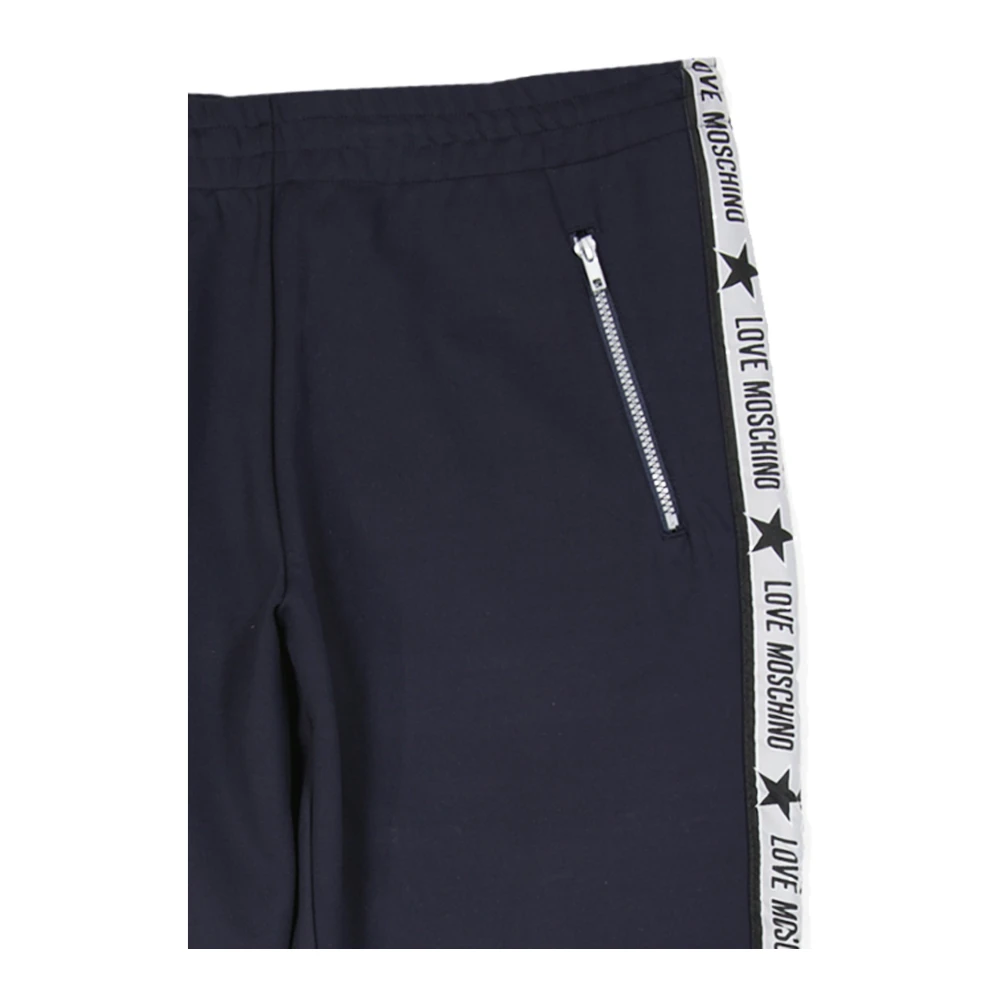 Love Moschino Logo Sweatpants met Zijlogo Banden Blue Dames