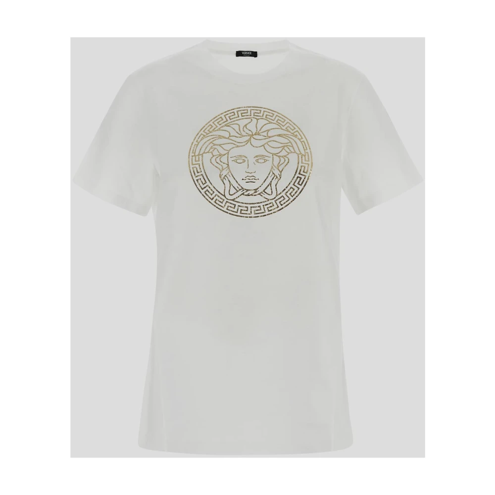 Versace Katoenen T-shirt met korte mouwen White Dames