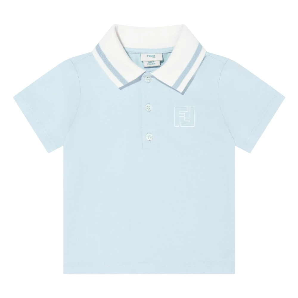 Fendi Men's Blue Ff Logo Polo Shirt