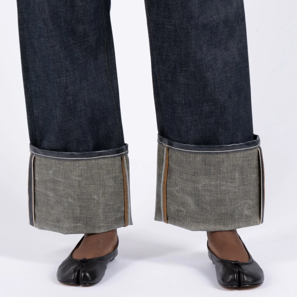 Maison Margiela Gelakte Omgeslagen Denim Jeans Blue Dames