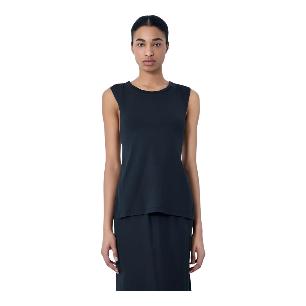 Rier Women's Black Sleeveless Tops, M, Sleeveless Cotton Tank Top