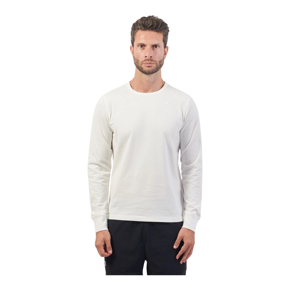 K-way Witte Sweater Slim Fit Lange Mouw White Heren