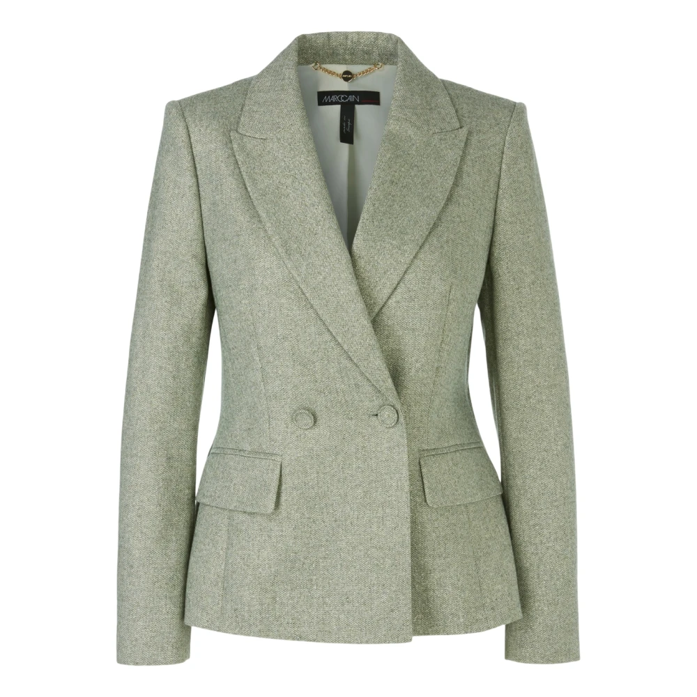 Marc Cain Groene Herringbone Blazer met Gouden Lurexdraad Green Dames