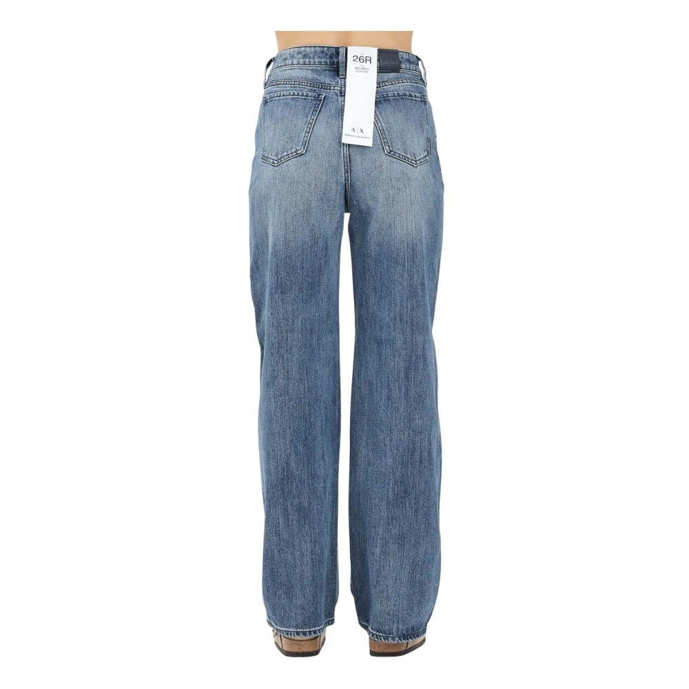 Armani Exchange Blauwe Denim Straight Leg Jeans Blue Dames