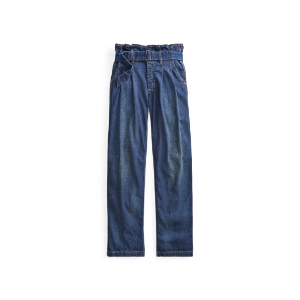 Polo Ralph Lauren Hoge Taille Paperbag Jeans Blue Dames