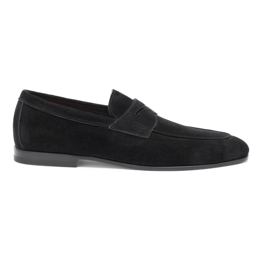 Santoni Mannelijk Zwart Schoenen Heren, 39 Eu, Suède, Heren Suède Carlo Instapper