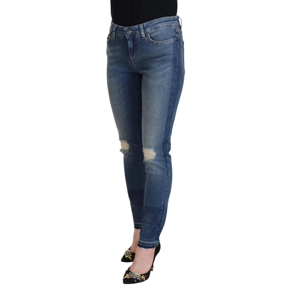Dolce & Gabbana , Skinny Fit Jeans, Female, Blue, S, Blue Tattered Denim Jeans - Image 3