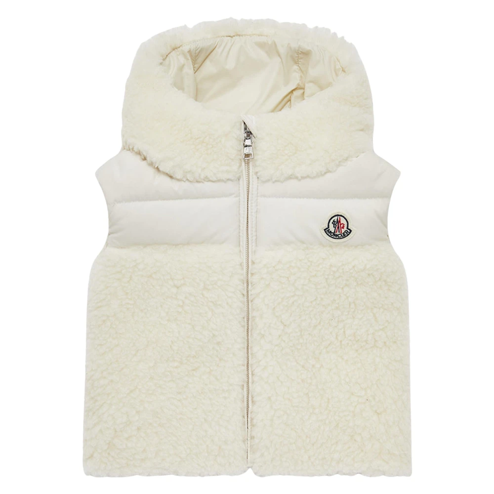 Moncler Girls Beige Waistcoats, 18 M, Ivory Down Gilet For Baby