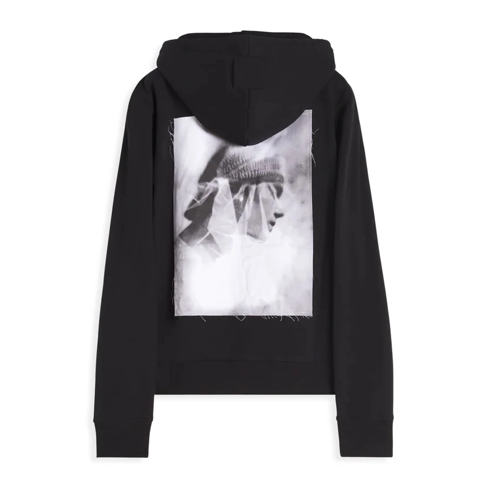 Lanvin Zwarte katoenen hoodie met archiefprint Black Heren