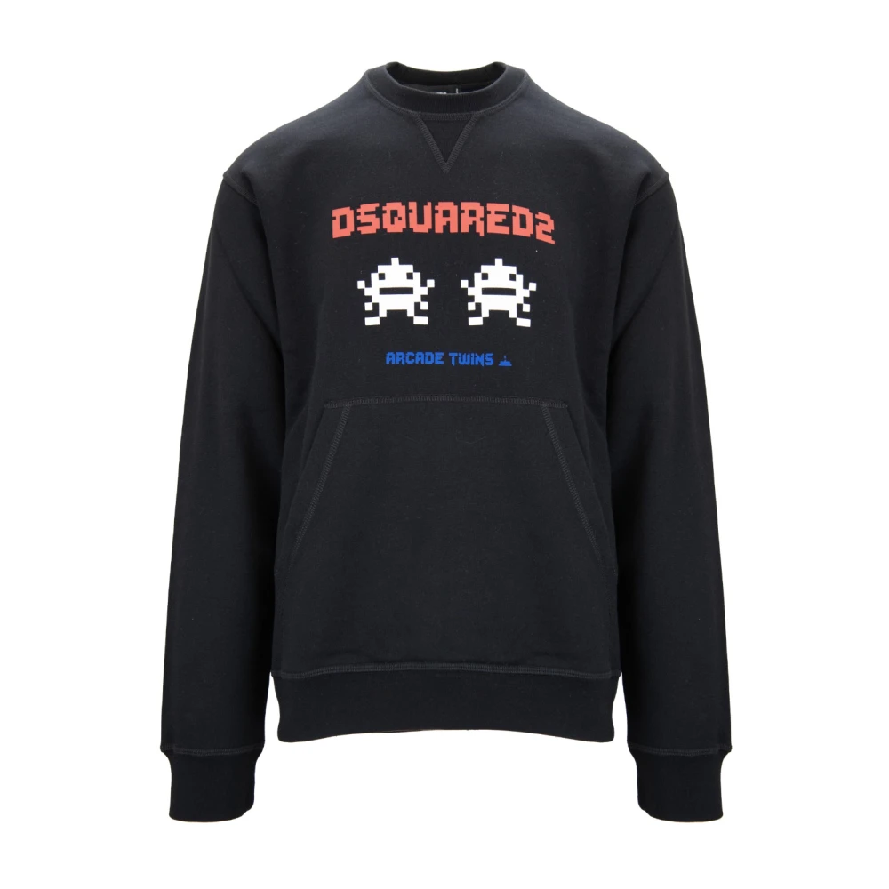 Dsquared2 Men's Black Pullover Sweatshirt With Contrasting Prints - Sweatshirts - S - Sweatshirts & Hoodies