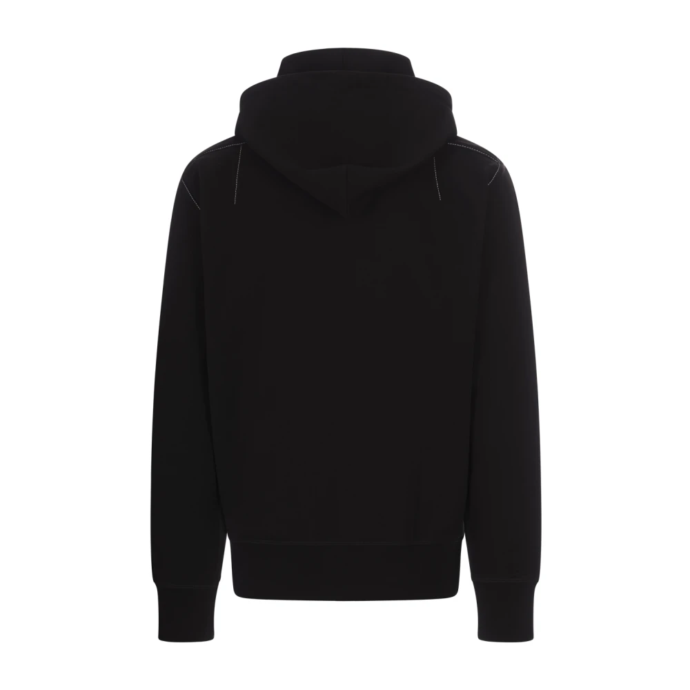 alexander mcqueen Zwart Zip-Up Hoodie met Contraststiksels Black Heren