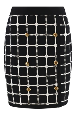 Logojacquard minikjol med gyllene knappar