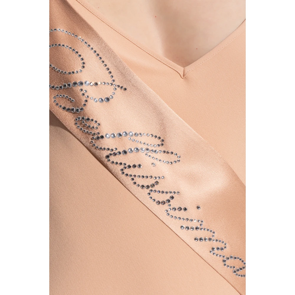 Blumarine Jurk met satijnen ceintuur Pink Dames