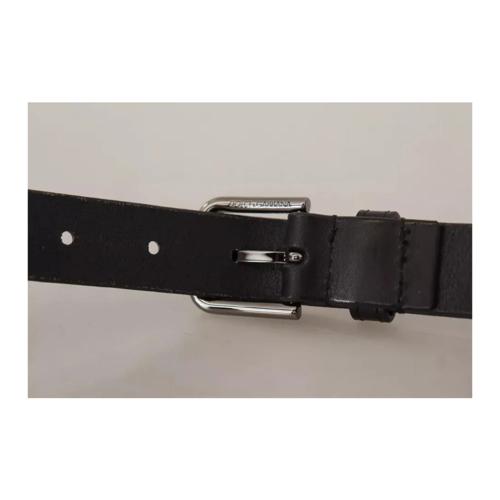 Dolce & Gabbana Zwart Leren Metalen Gesp Riem Black Heren