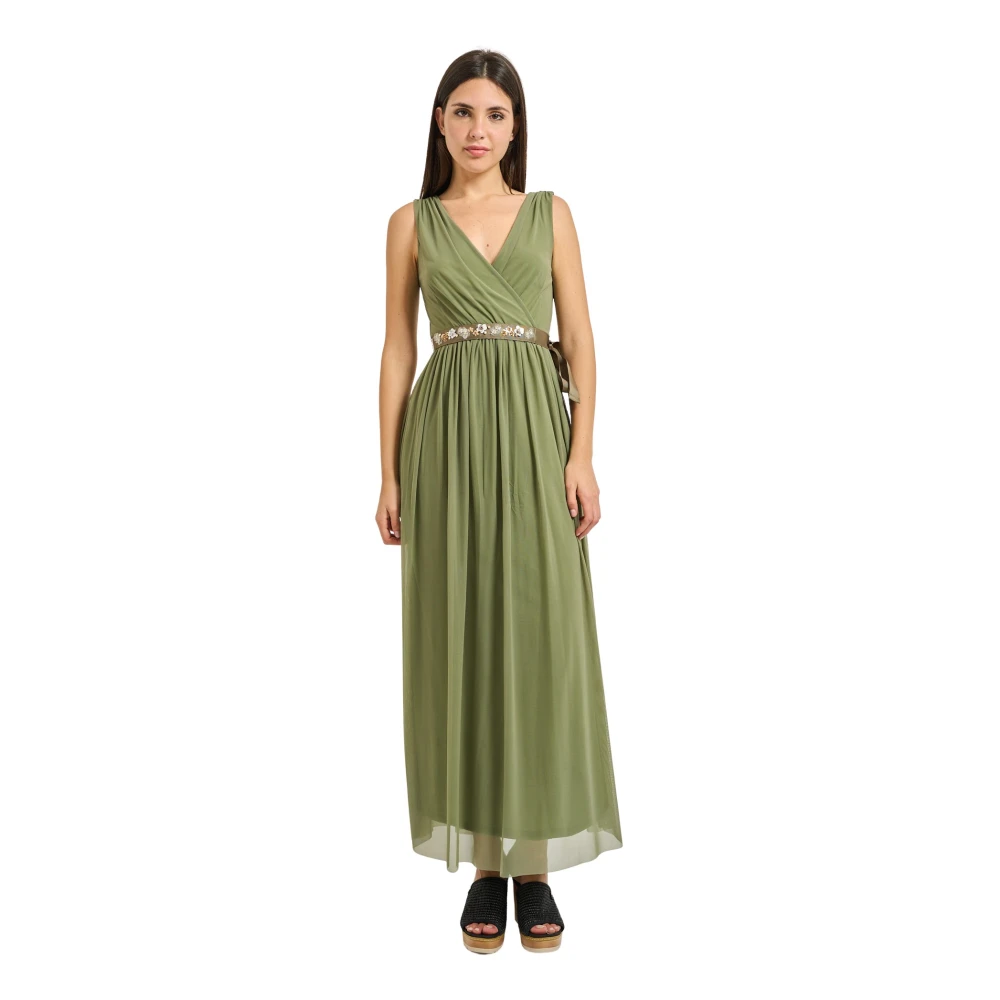 Pennyblack Donna Verde - Abito Lungo In Jersey Di Tulle Stretch - Dresses - L