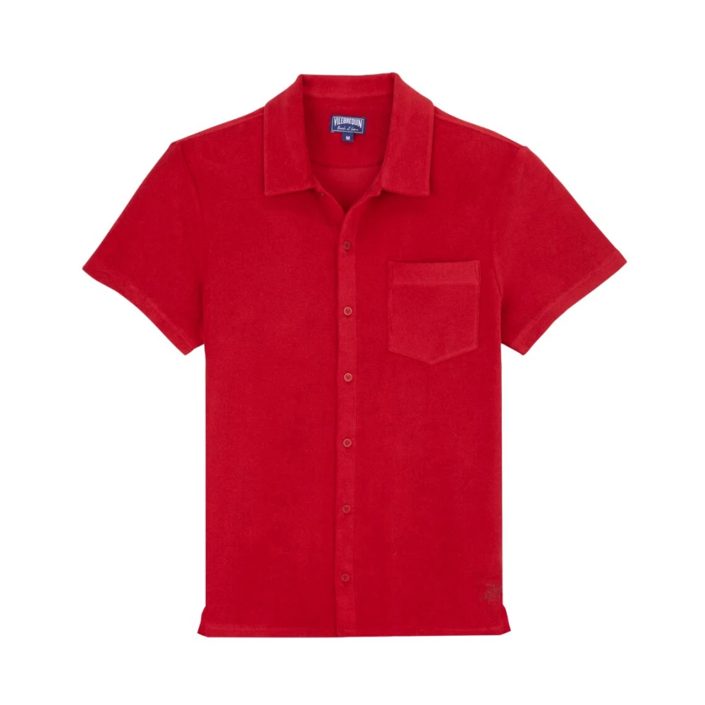 Vilebrequin Katoenen Bowlingshirt met Schildpad Borduurwerk Red Heren