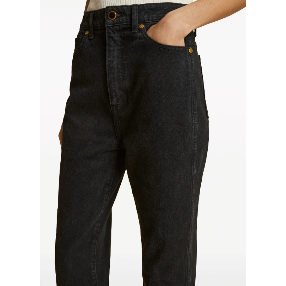 Khaite Zwarte High-Waisted Straight-Leg Jeans Black Dames