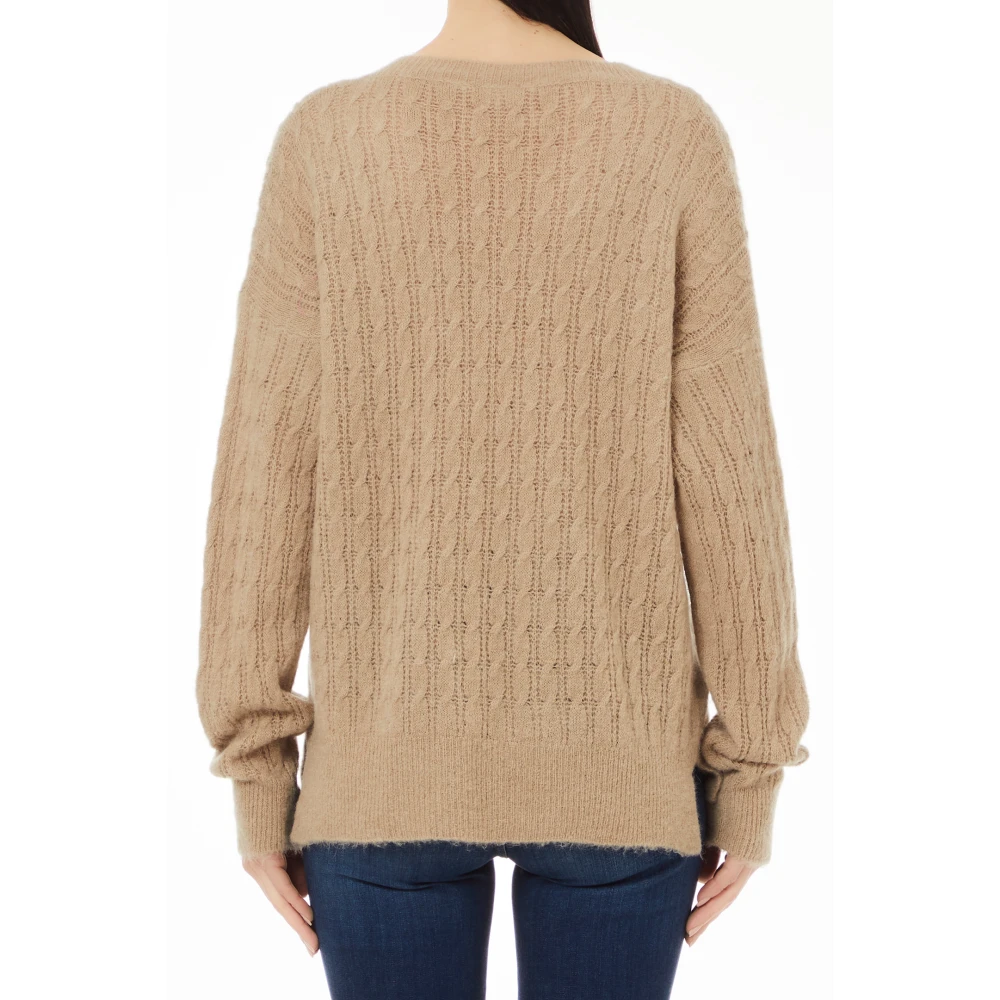 Liu Jo Stijlvolle Gesloten Gebreide Trui Beige Dames