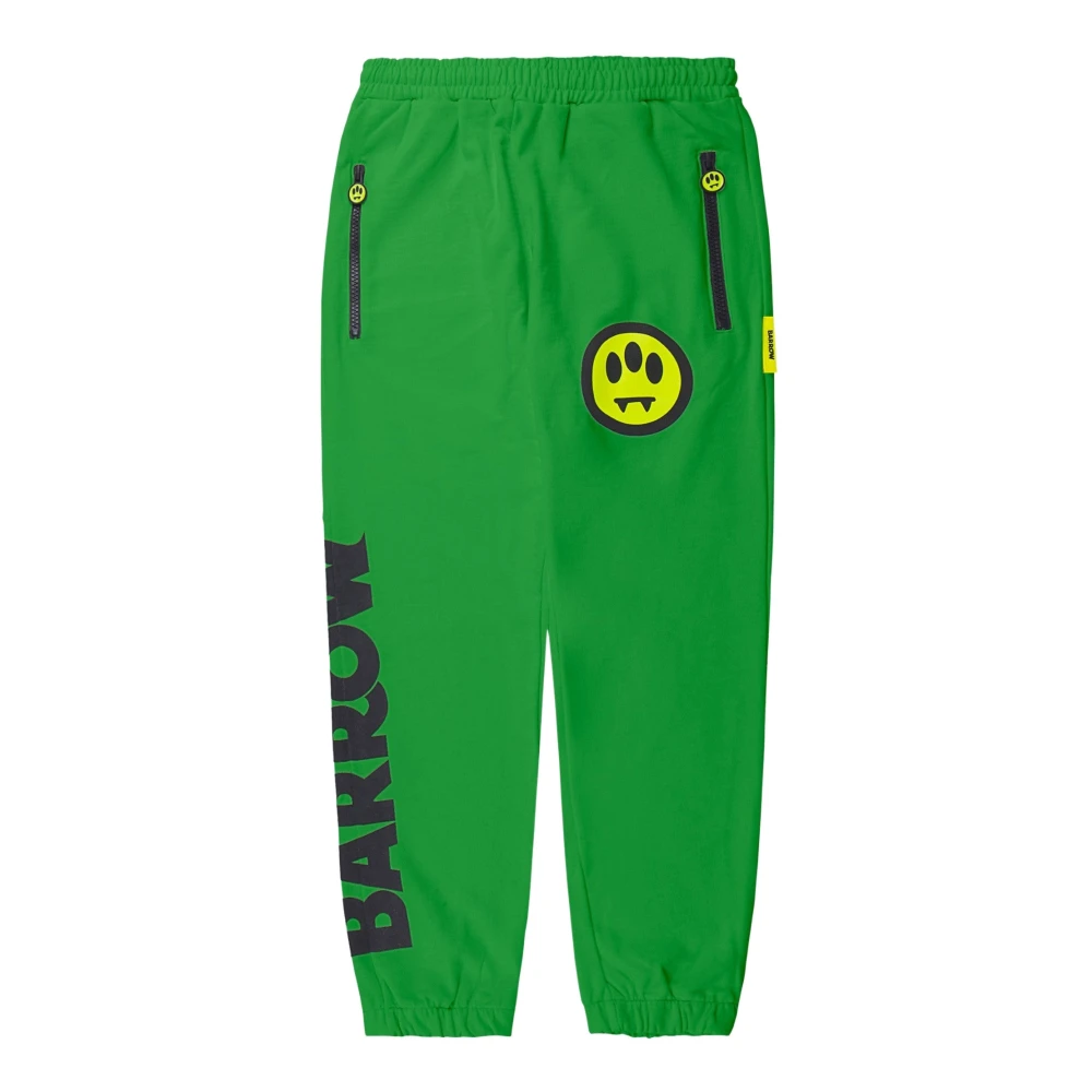 Barrow Katoenen Sweatpants met Logo Print Green Unisex