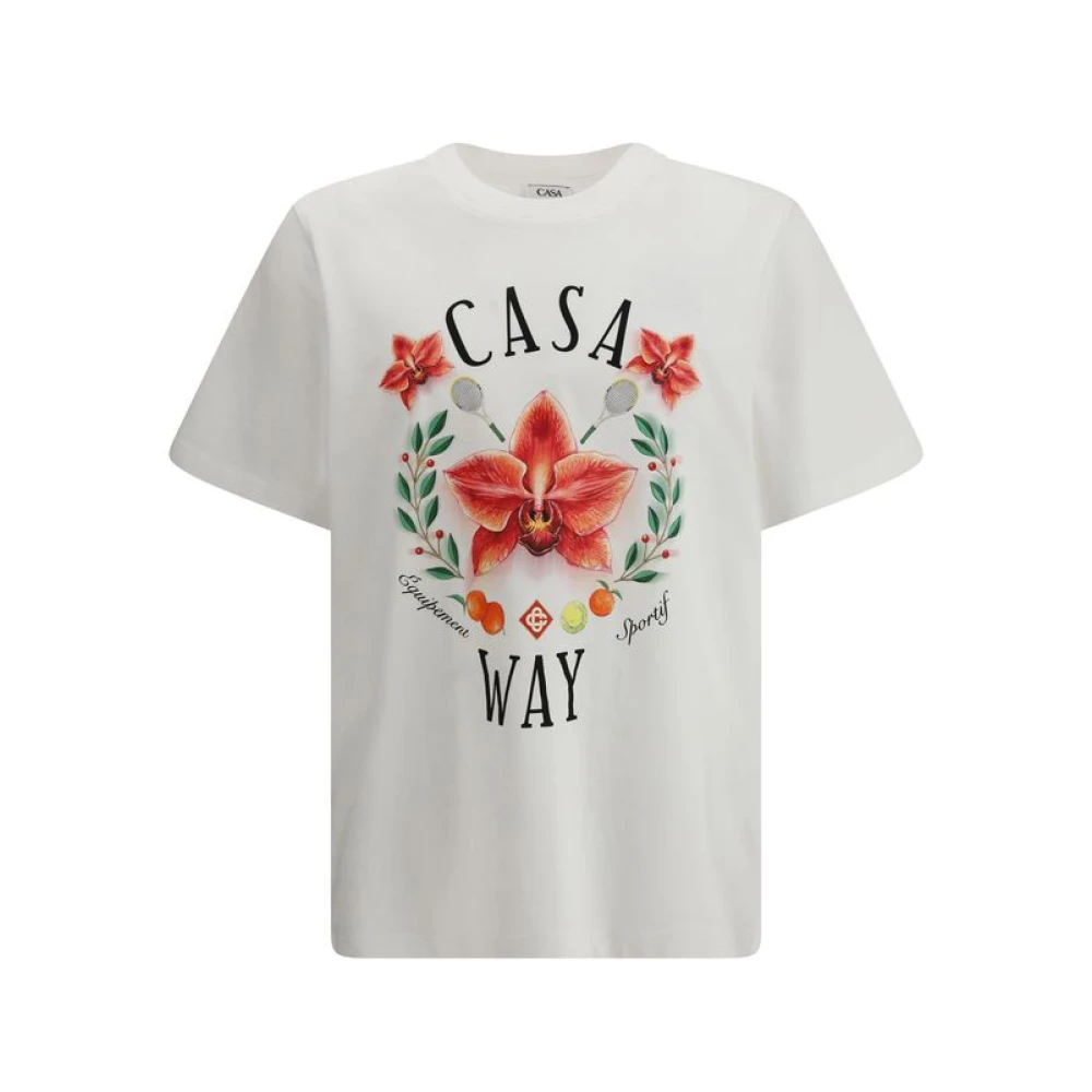 Casablanca Men's White T-Shirts, L, The Casa Way Orchid Logo Short Sleeve T-Shirt