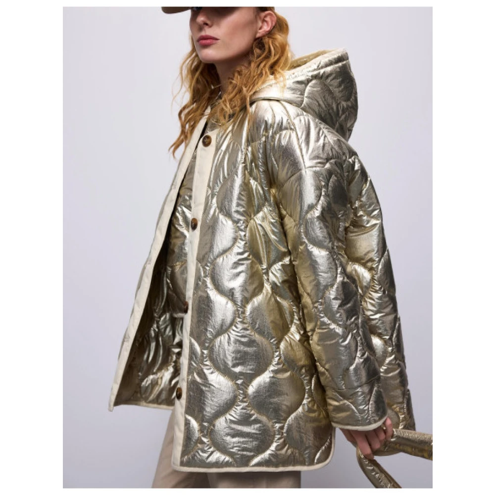 Summum Woman Metallic Gewatteerde Jas Gray Dames