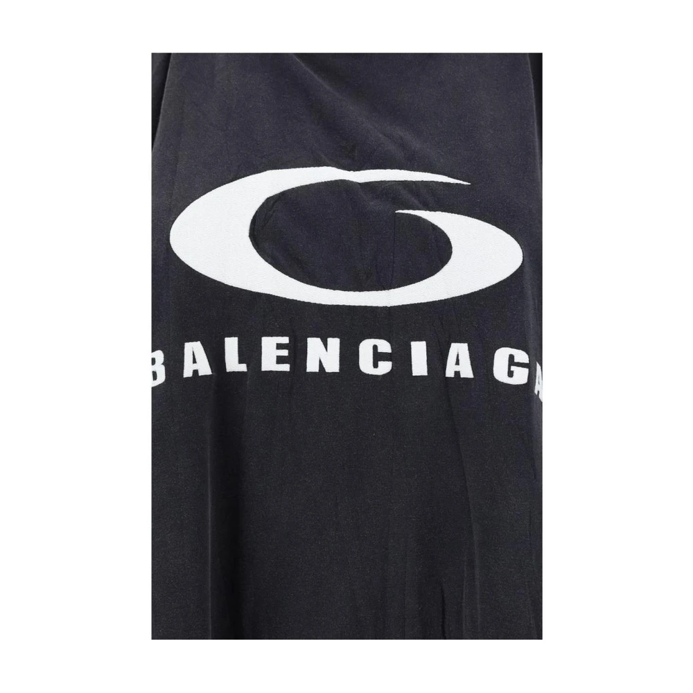 Balenciaga Iconische Monogram Katoenen Jurk met Blote Schouders Black Dames