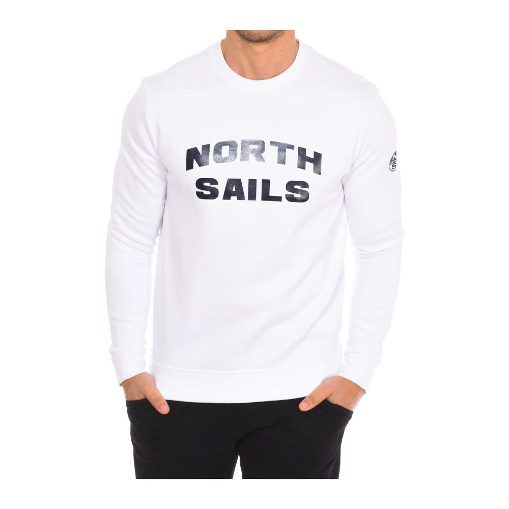 North Sails Men's White Sweatshirts, L, Ribbed Crew Neck Jumper