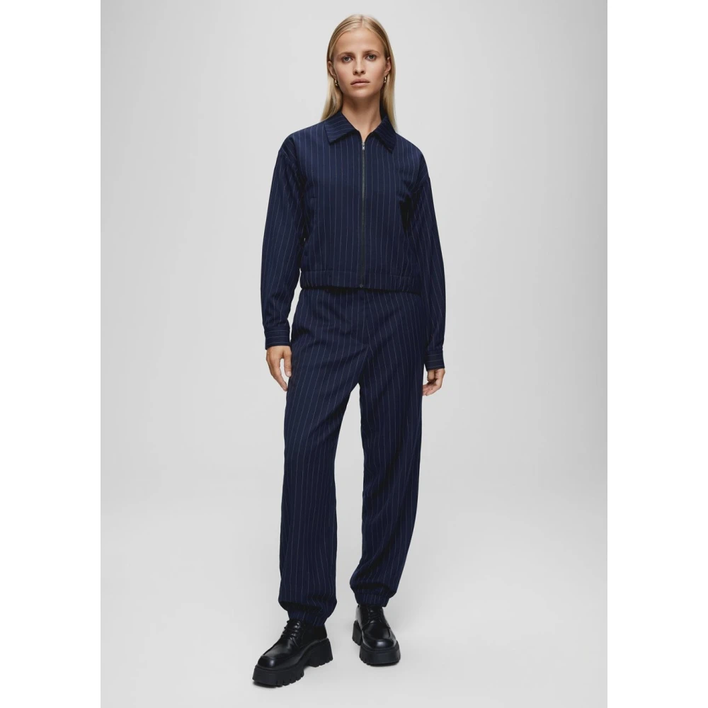 moss copenhagen Donkerblauwe Krijtstreep Broek Maelynn Blue Dames