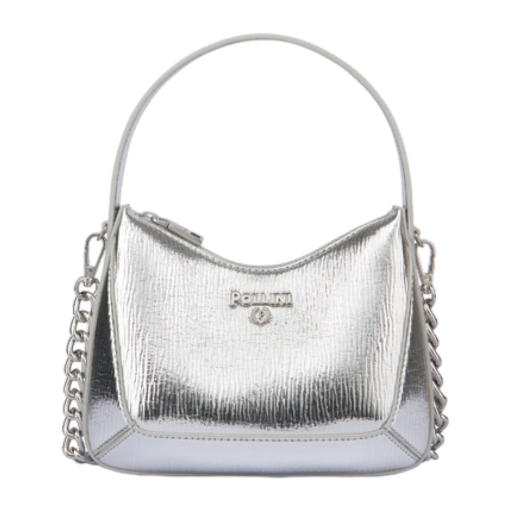 Pollini Zilveren Mini Tas met Kettingriem Gray Dames