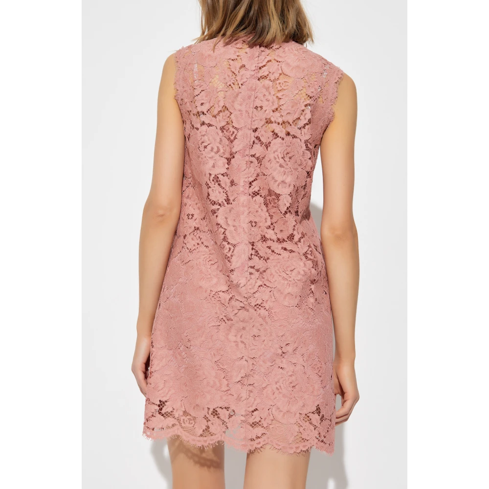 Dolce & Gabbana Mouwloze kanten jurk Pink Dames