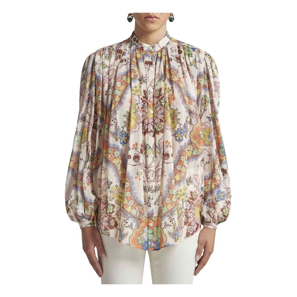 ETRO Bloemenprint Mandarin Kraag Shirt Multicolor Dames