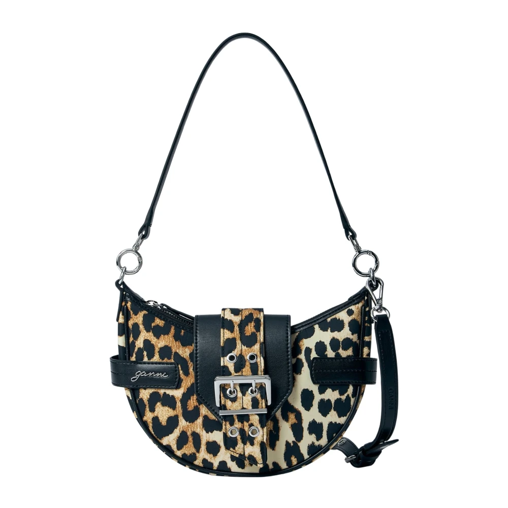 Ganni Women's Leopard Crossbody Bag With Flap Closure