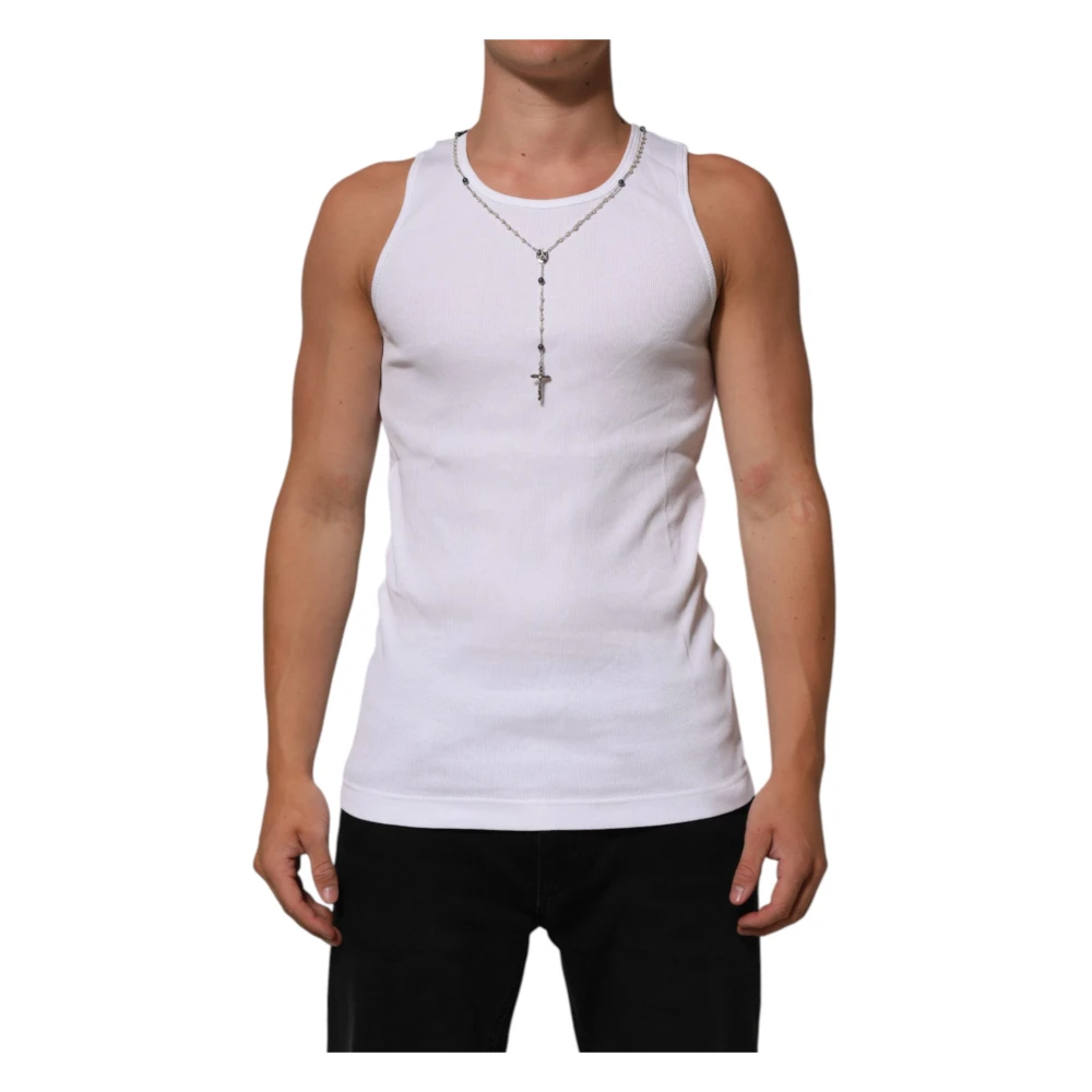 Dolce & Gabbana Vit Cotton Chain Necklace Tank Top