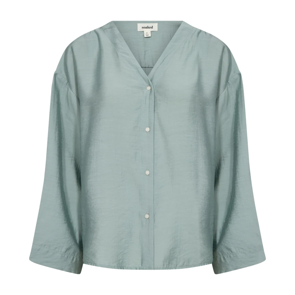 Soaked in Luxury Elegante V-Hals Blouse Zilverblauw Blue Dames