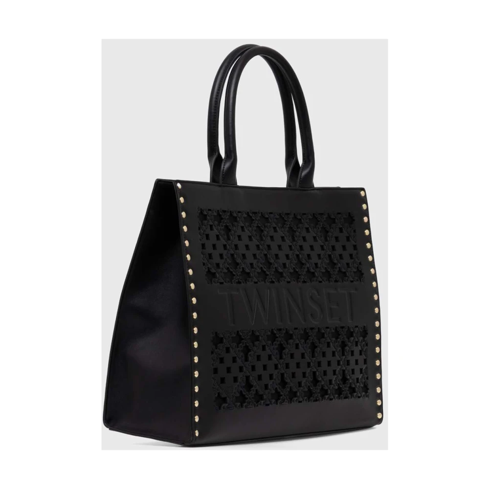 Twinset Geborduurde Logo Handtas Black Dames