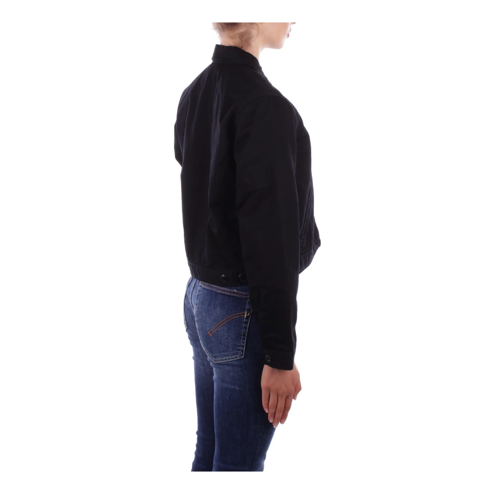 Dickies Zwarte Logo Front Zip Jas Black Dames
