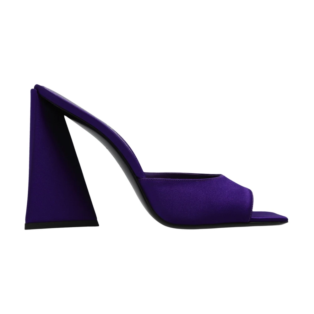 The Attico Women's Purple Heeled Mules,, Devon Satin High Heel Sandals Size 3 Uk
