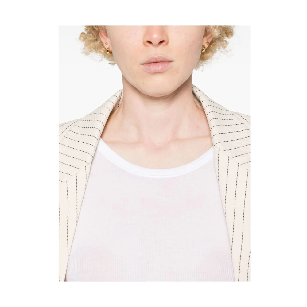Khaite Witte Geribbelde Ronde Hals Trui White Dames