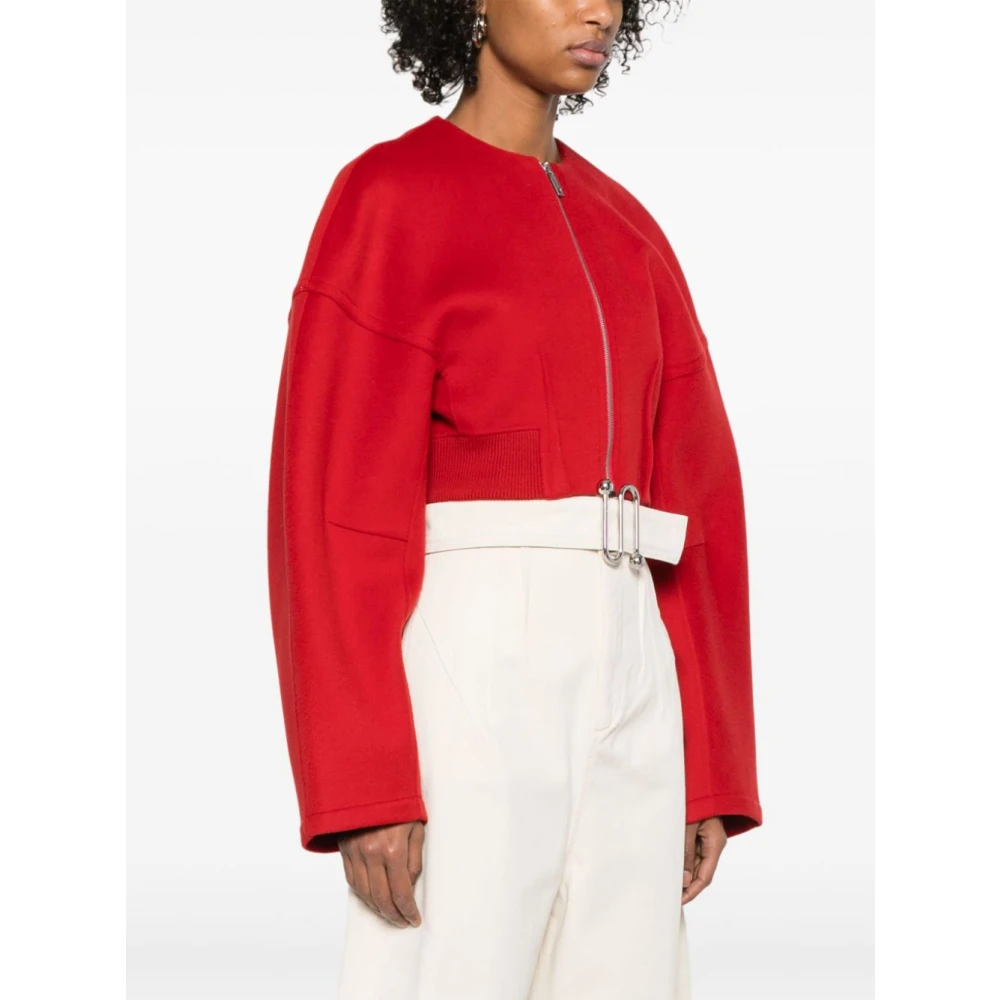 SPORTMAX Rode Drop Shoulder Crop Jas Red Dames