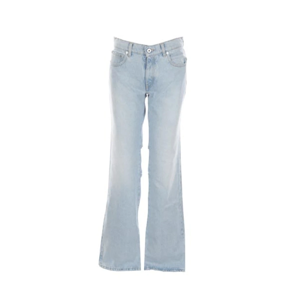 Off White Blauwe Versleten Baggy Chino Jeans Blue Dames