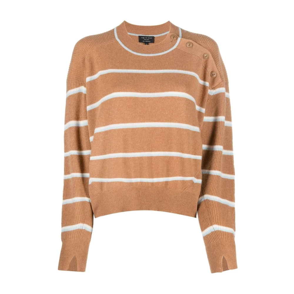Rag & Bone Kasjmier Streep Trui in Beige Dames